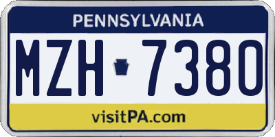 PA license plate MZH7380