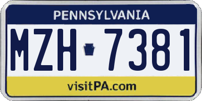 PA license plate MZH7381