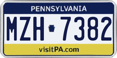 PA license plate MZH7382