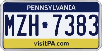 PA license plate MZH7383