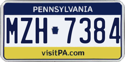 PA license plate MZH7384