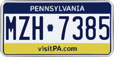 PA license plate MZH7385