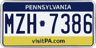 PA license plate MZH7386