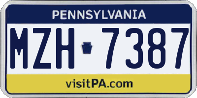 PA license plate MZH7387