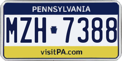 PA license plate MZH7388
