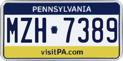 PA license plate MZH7389