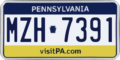 PA license plate MZH7391