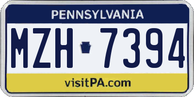 PA license plate MZH7394