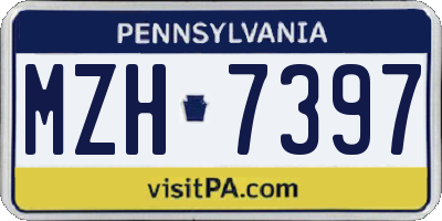 PA license plate MZH7397