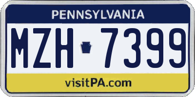 PA license plate MZH7399