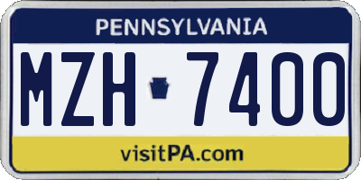 PA license plate MZH7400