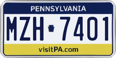 PA license plate MZH7401