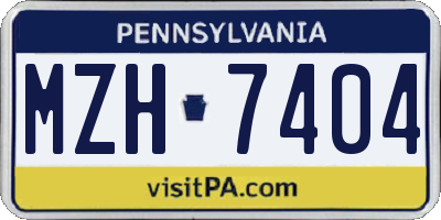 PA license plate MZH7404