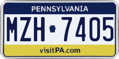 PA license plate MZH7405
