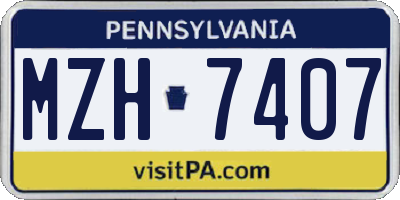 PA license plate MZH7407