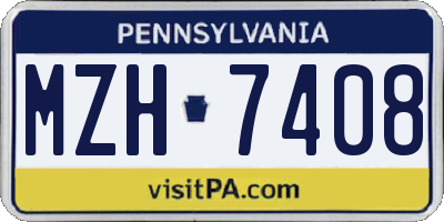 PA license plate MZH7408