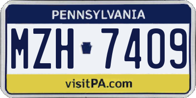 PA license plate MZH7409