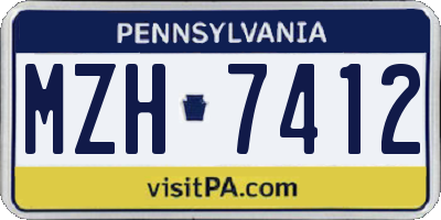 PA license plate MZH7412