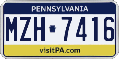 PA license plate MZH7416