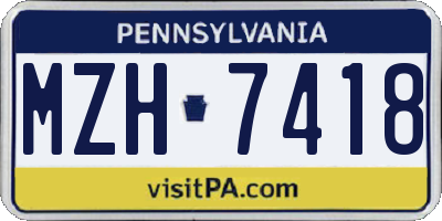 PA license plate MZH7418