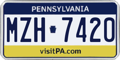 PA license plate MZH7420