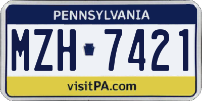 PA license plate MZH7421