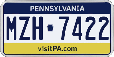 PA license plate MZH7422