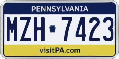 PA license plate MZH7423