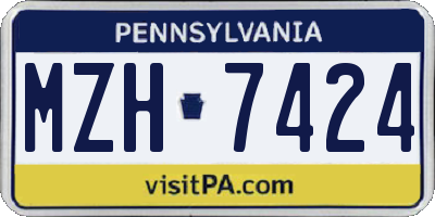 PA license plate MZH7424