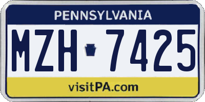 PA license plate MZH7425