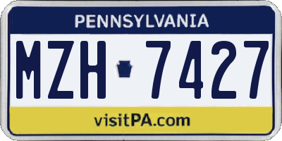 PA license plate MZH7427