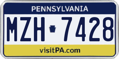 PA license plate MZH7428