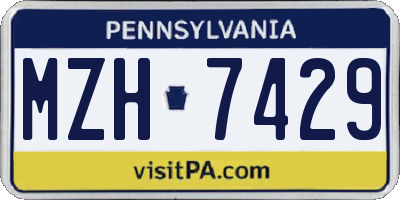 PA license plate MZH7429
