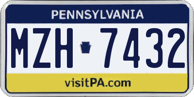 PA license plate MZH7432