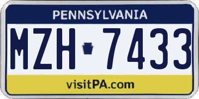 PA license plate MZH7433