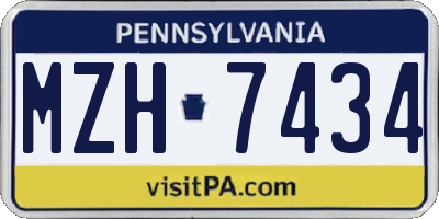PA license plate MZH7434