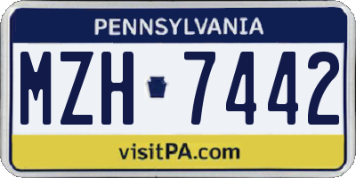 PA license plate MZH7442