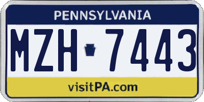 PA license plate MZH7443