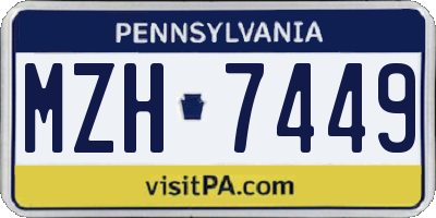 PA license plate MZH7449
