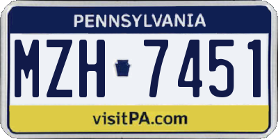 PA license plate MZH7451