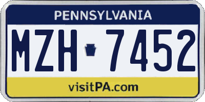 PA license plate MZH7452