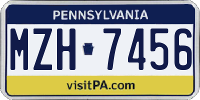 PA license plate MZH7456