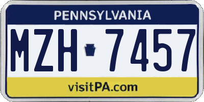 PA license plate MZH7457