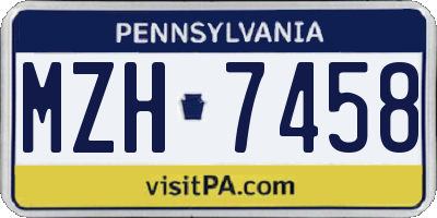 PA license plate MZH7458