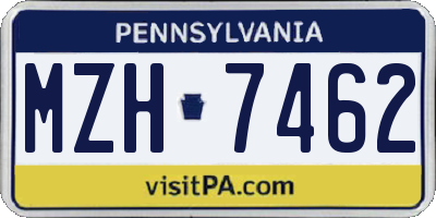 PA license plate MZH7462
