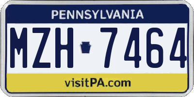 PA license plate MZH7464