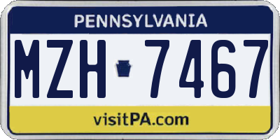 PA license plate MZH7467