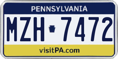 PA license plate MZH7472
