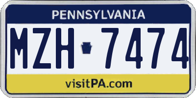 PA license plate MZH7474
