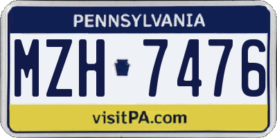 PA license plate MZH7476